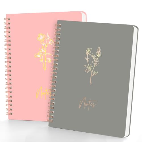 waliwalili Floral Spiral Notebook College Ruled - A5 (5.6x8) 120 Pages, Durable Hardcover & Pockets- Portable Travel Journal for Notes, Meetings & Daily Planning for Women & Men