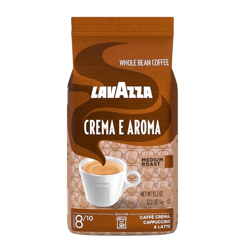 Lavazza Crema E Aroma Whole Bean Coffee Blend, 2.2-Pound Bag , Balanced medium roast with an intense, earthy flavor and long lasting crema, Non-GMO