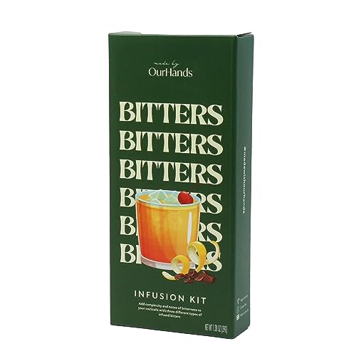 Bitters Making Kit by OurHands - DIY Cocktail Bitters Kit with Natural Botanicals - Create Orange, Chocolate, and Coffee Bitters at Home - Perfect for Homemade Cocktails