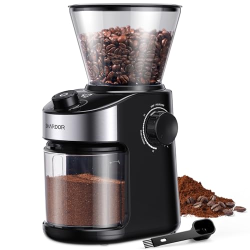 SHARDOR Electric Burr Coffee Grinder, 32 Precision Grind Settings, 40-Second Adjustable Timer, Chamber Cleaning Button, Designed for Coffee Enthusiasts