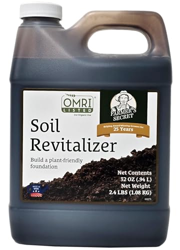 Farmer’s Secret Soil Revitalizer (32oz) - Organic (OMRI Listed) Dirt Health Booster - Liquid Compost Soil Amendment - Activated Humic Acid