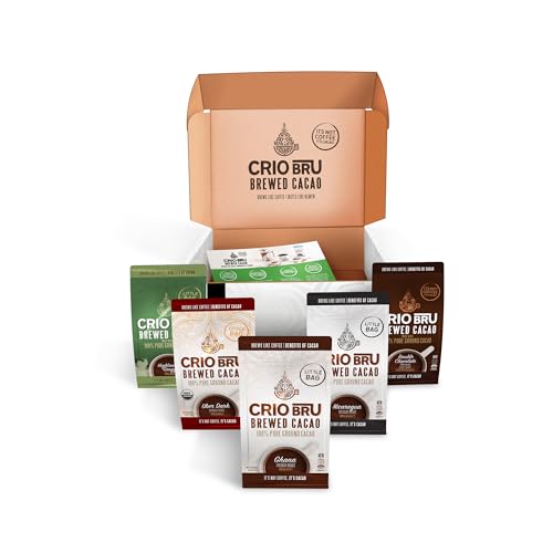 Sampler Starter Kit/Set (5 Varieties) | Natural Healthy Brewed Cacao Drink | Great Substitute to Herbal Tea and Coffee | 99% Caffeine Free | Keto Whole-30 Honest Energy Brew And Enjoy Hot or Iced (Kit (No French Press))