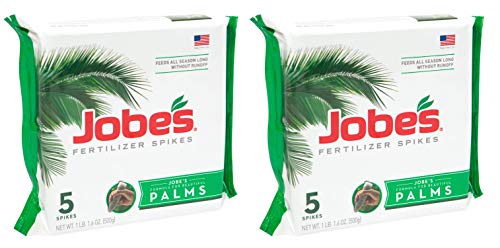 Jobe's Palm Tree Fertilizer Spikes 10-5-10 Time Release Fertilizer for All Outdoor Palm Trees, 5 Spikes Per Package (2-(Pack))