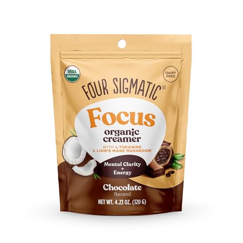 Four Sigmatic Think Cacao Coconut Coffee Creamer | Organic Non Dairy Coffee Creamer with Lion’s Mane and L-theanine | Chocolate, 4.23 oz