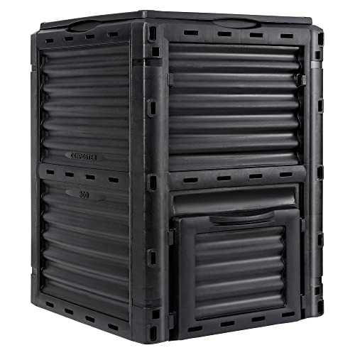 F2C Garden Compost Bin from BPA Free Material -80 Gallon(300 L) Large Compost Bin Aerating Outdoor Compost Box Easy Assembling, Lightweight, Fast Creation of Fertile Soil, Black (Black, 80 Galoon)