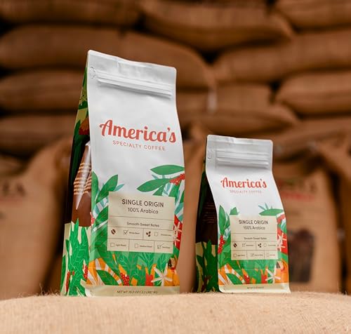 Single Origin Medium Roast Whole Bean Coffee, 100% Arabica, Chocolate, Almond, Honey Notes – 12oz Bag