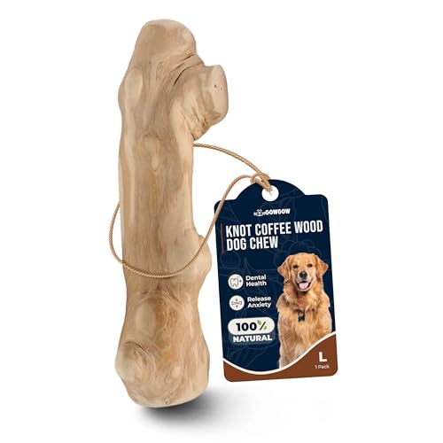 GOWGOW Knots Coffee Wood Dog Chew Large Under 77lbs - 100% Natural Chews for Dogs Teething, Stress Relief, Dental Health, Organic Dog Toys, Reduces Stress & Anxiety