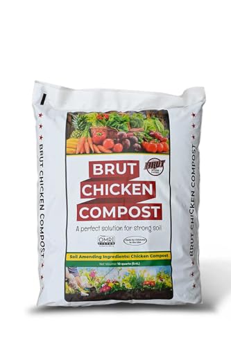 Brut Organic Chicken Compost – 10 Quart – Nutrient-Rich Fertilizer for Thriving Gardens - Safe, Pure, and Effective