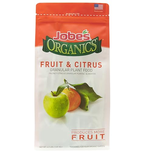 Jobe’s Organics Granular Garden Fertilizer, Easy Plant Care Fertilizer for Fruit and Citrus Plants and Trees, 4 lbs Bag