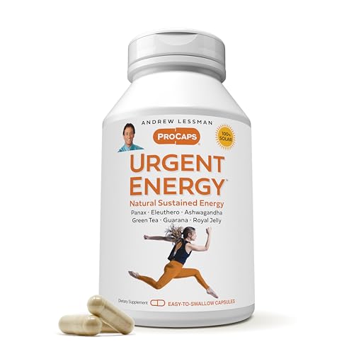 ANDREW LESSMAN Urgent Energy 30 Capsules - Provides a Safe, Healthy Means of Enhancing Energy Levels and Feelings of Well-Being, Green Tea, Guarana, Ginseng, Royal Jelly, Ashwagandha, B-Complex