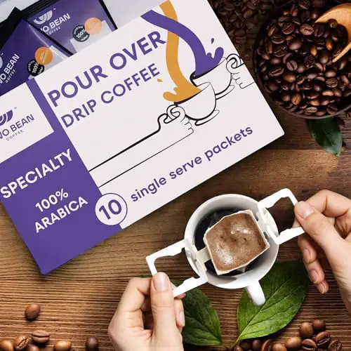 Single Serve Pour Over Drip Coffee Packets - Specialty 100% Arabica - 10-Pack Like Tea Bags Filter for Travel Camping Backpacking