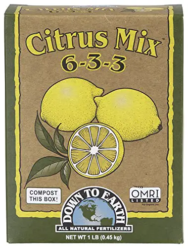 Down to Earth All Natural Fertilizers Organic Citrus Mix 6-3-3, 1 lb Mini Box Fertilizer for Lemons, Limes, Oranges Citrus Trees