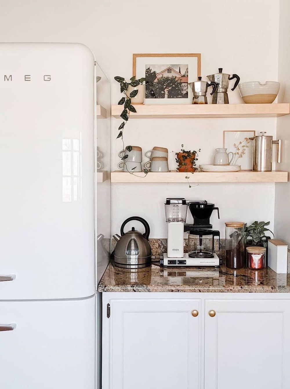 Eclectic coffee bar with plants