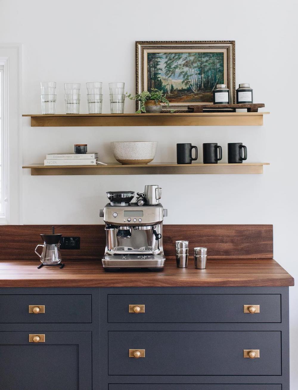 Walnut and ceramic coffee bar