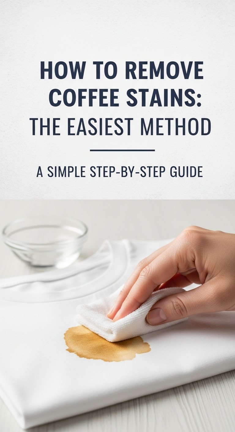 A person blotting a coffee stain on a white shirt with a paper towel, demonstrating the first step to remove coffee stains.