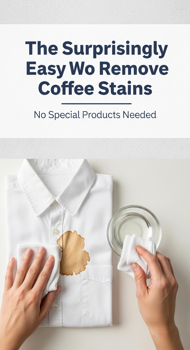 A person blotting a coffee stain on a white shirt with a cloth, demonstrating how are coffee stains easy to remove with quick action.