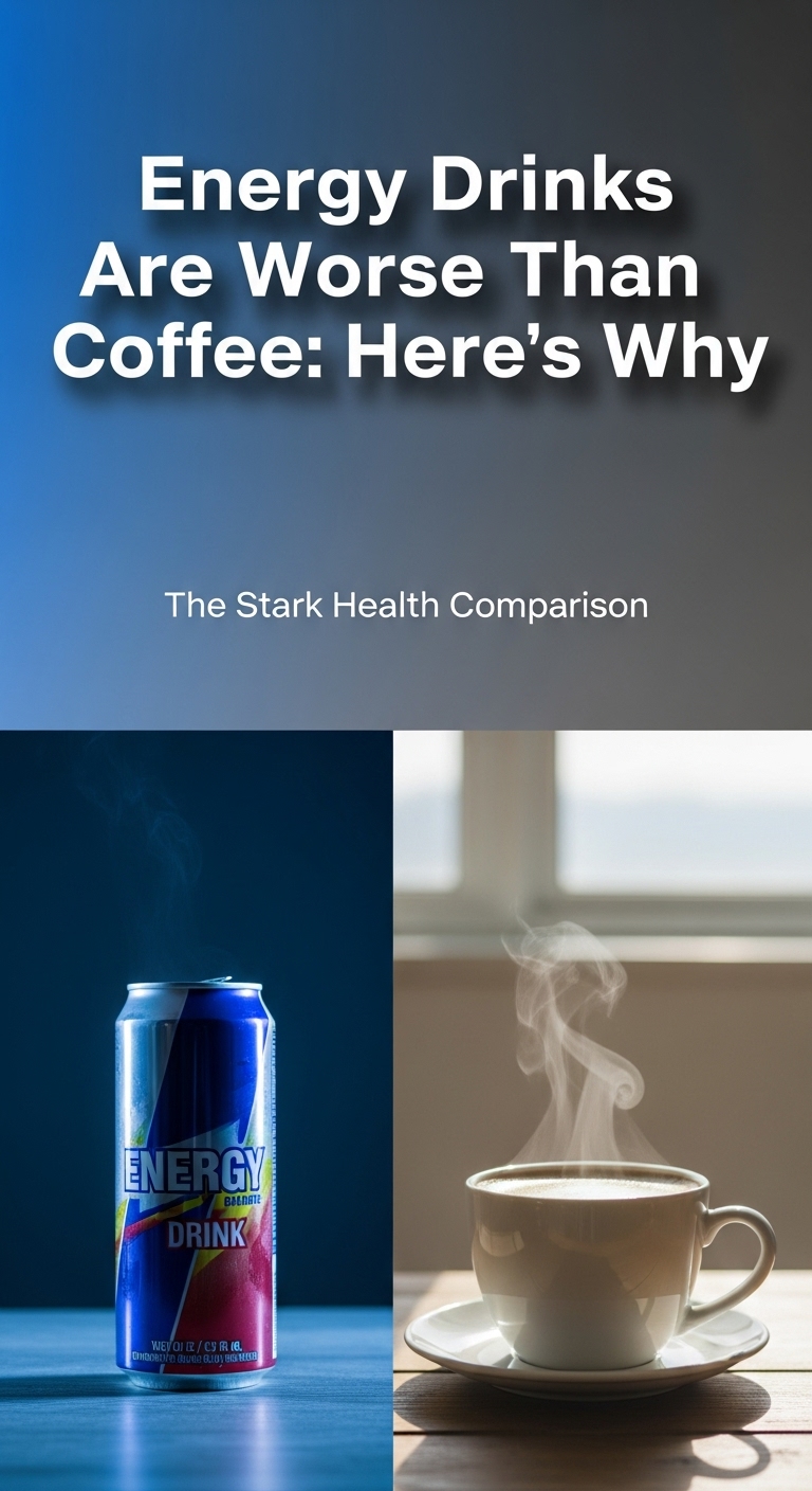 A person deciding between a can of energy drink and a cup of coffee to illustrate the topic of whether are energy drinks worse for you than coffee
