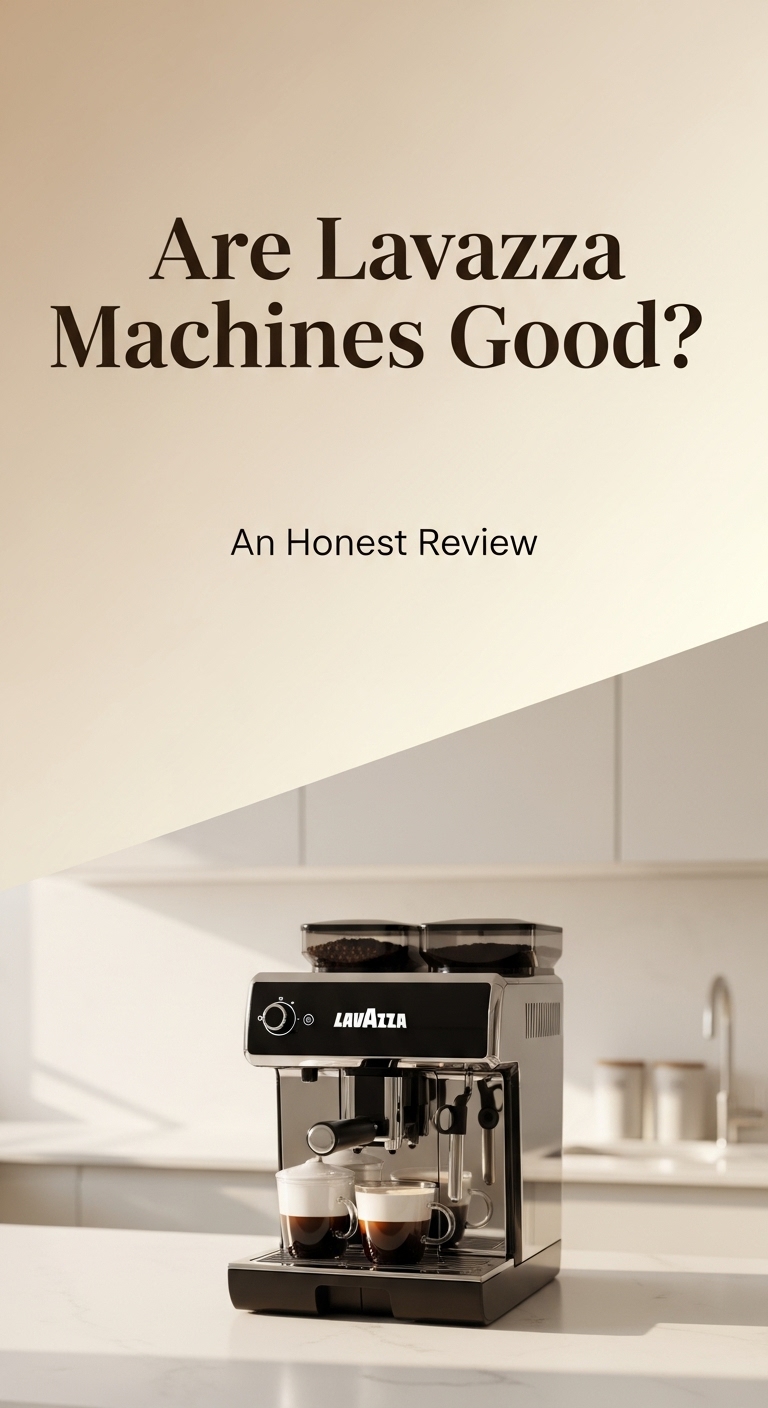 A black Lavazza coffee machine on a wooden table, answering the question are lavazza coffee machines good