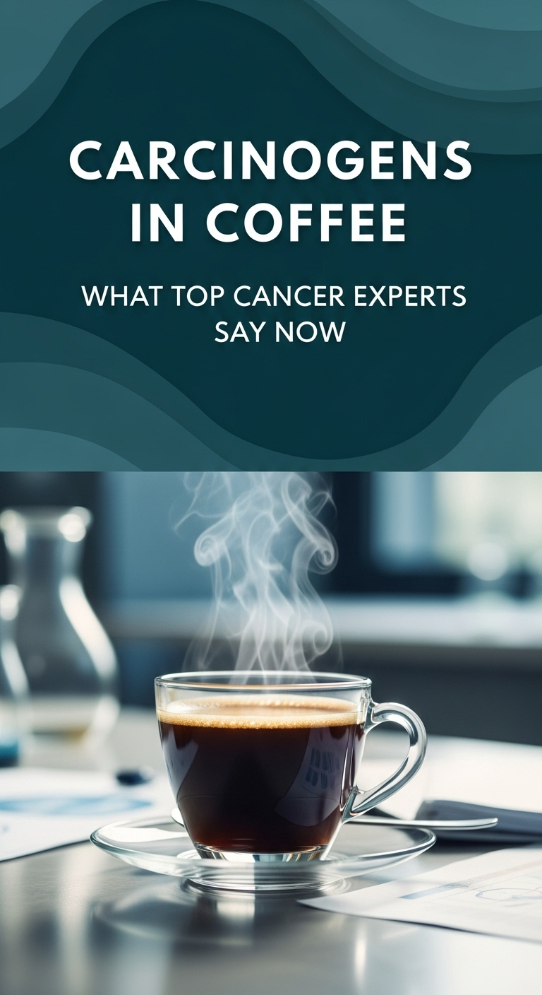 A detailed infographic showing there are no carcinogens in coffee but that very hot drinks can be a risk factor
