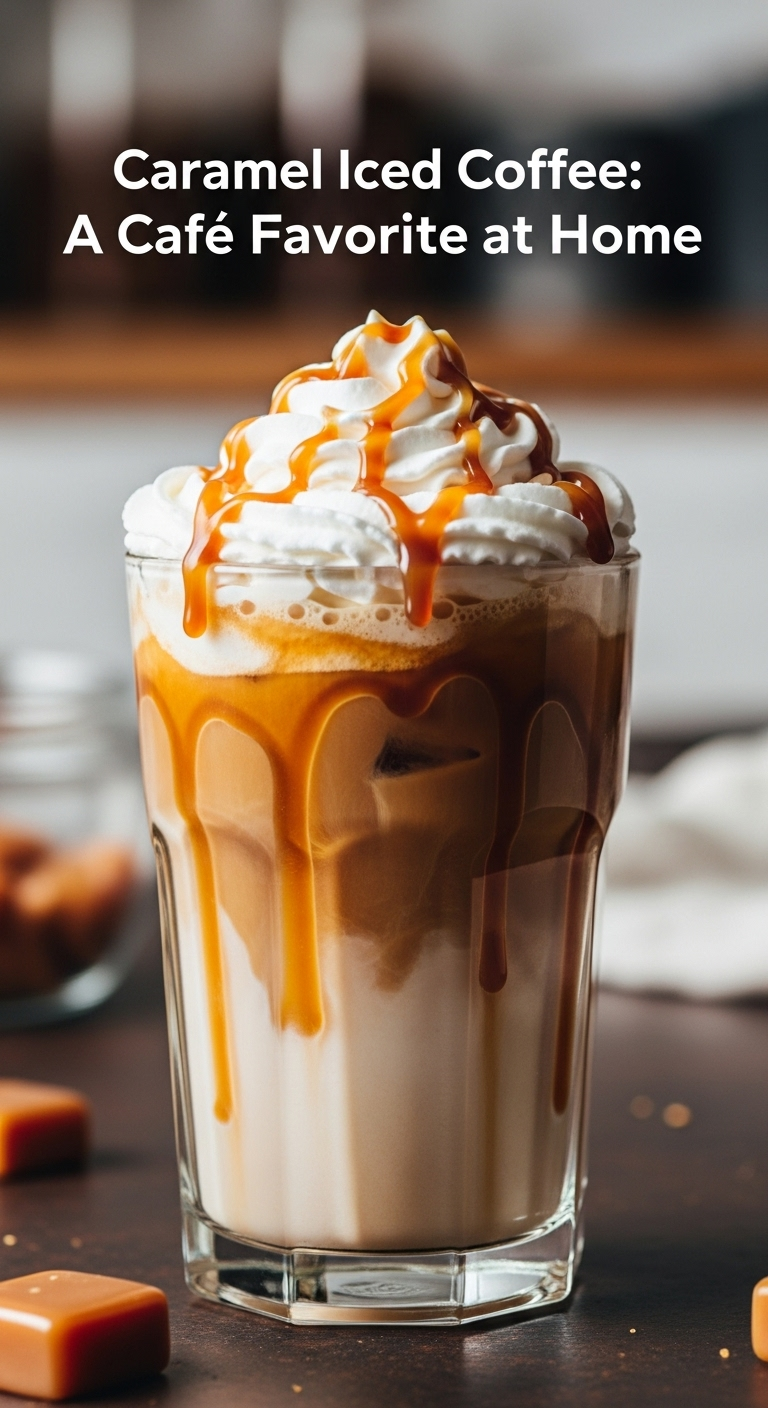 caramel iced coffee whipped cream caramel drizzle layered iced coffee cozy cafe