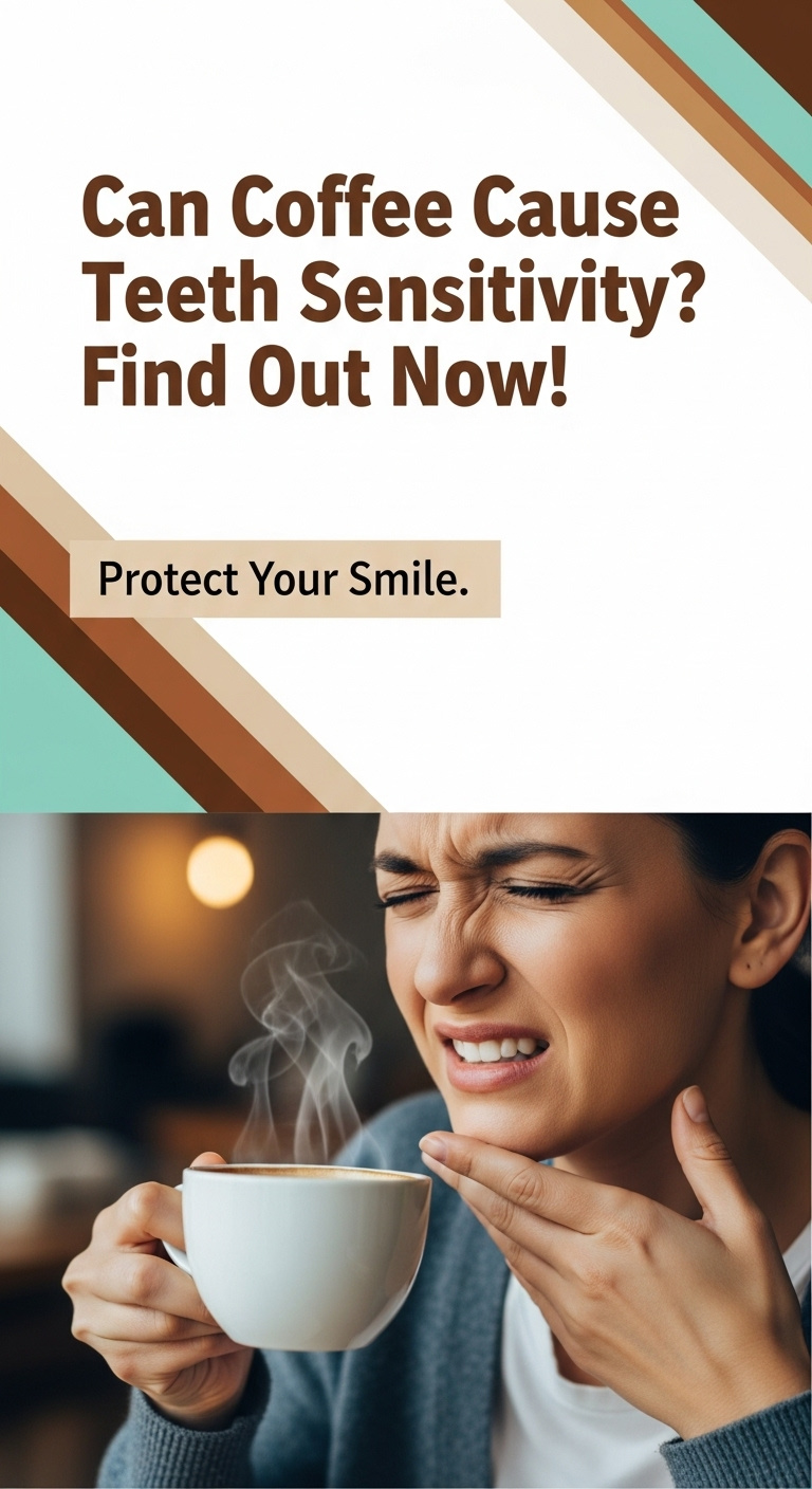 A detailed diagram showing how coffee can cause teeth sensitivity by eroding enamel and exposing dentin.