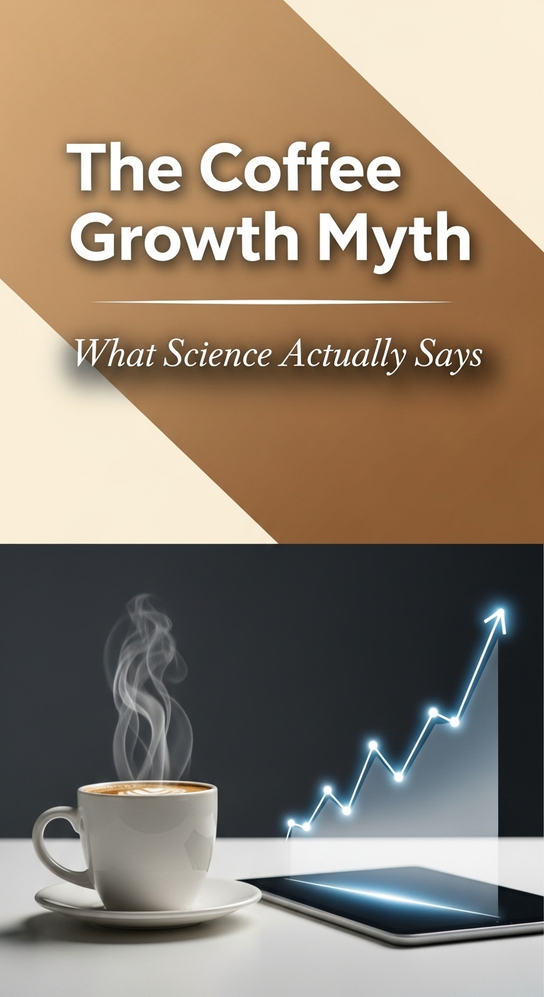 A cup of coffee next to a measuring tape, illustrating the myth about whether can coffee affect your growth.