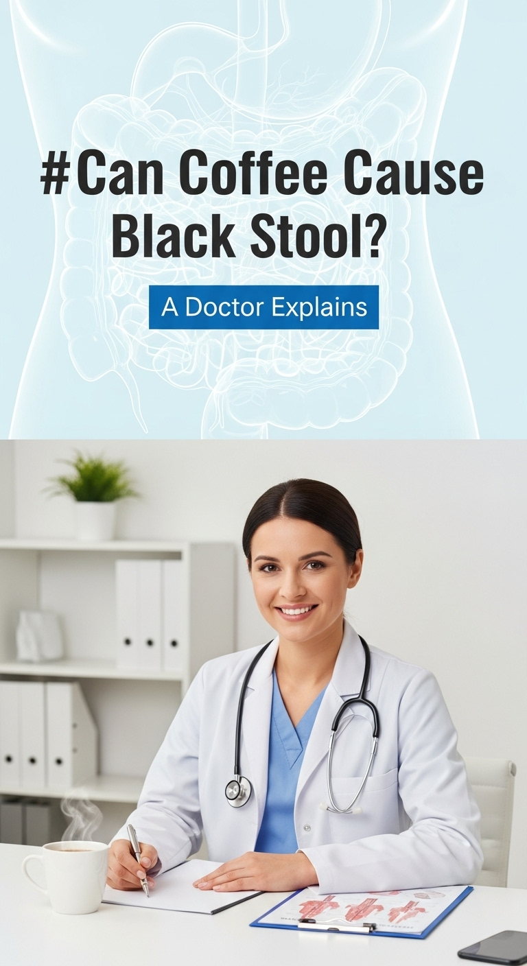 A detailed infographic explaining why coffee can't cause black stool