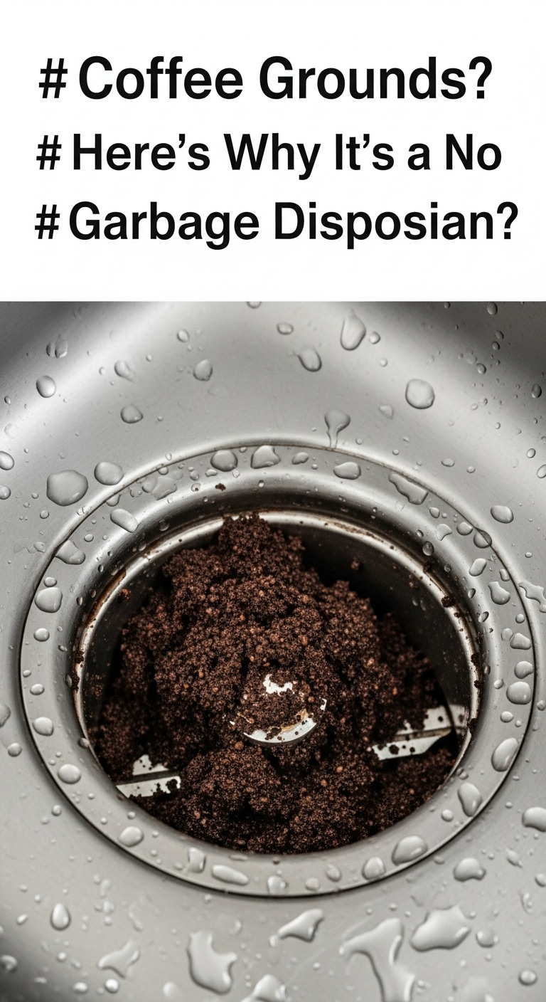 A close-up of a kitchen sink drain where someone is considering if can coffee grounds go down a garbage disposal