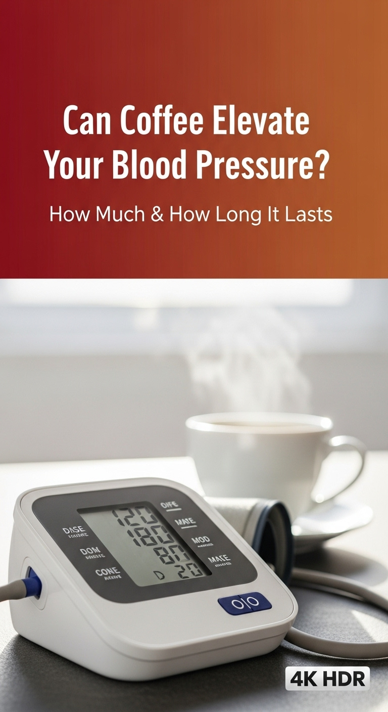 A cup of coffee next to a blood pressure monitor, representing the topic of whether can coffee elevate your blood pressure
