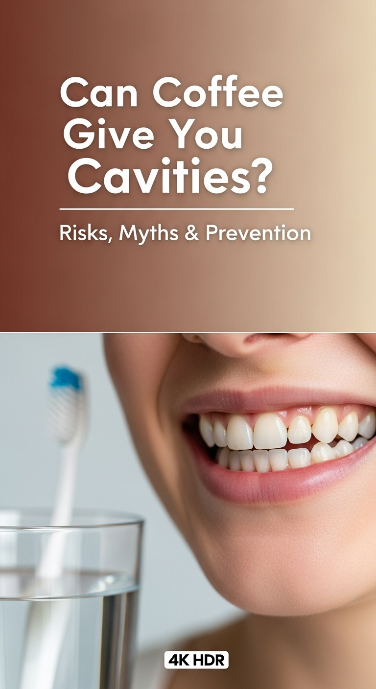A cup of black coffee next to a toothbrush, illustrating the topic of can coffee give you cavities