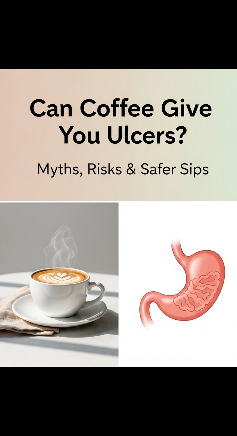 A person holding a cup of coffee while thinking about whether can coffee give you ulcers.