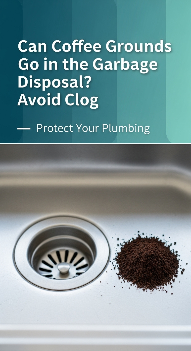 A close-up of coffee grounds being held over a kitchen sink, demonstrating the question can coffee grounds go into garbage disposal.