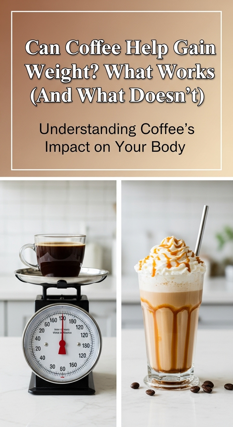 A cup of black coffee surrounded by coffee beans, illustrating the topic of whether coffee can help gain weight