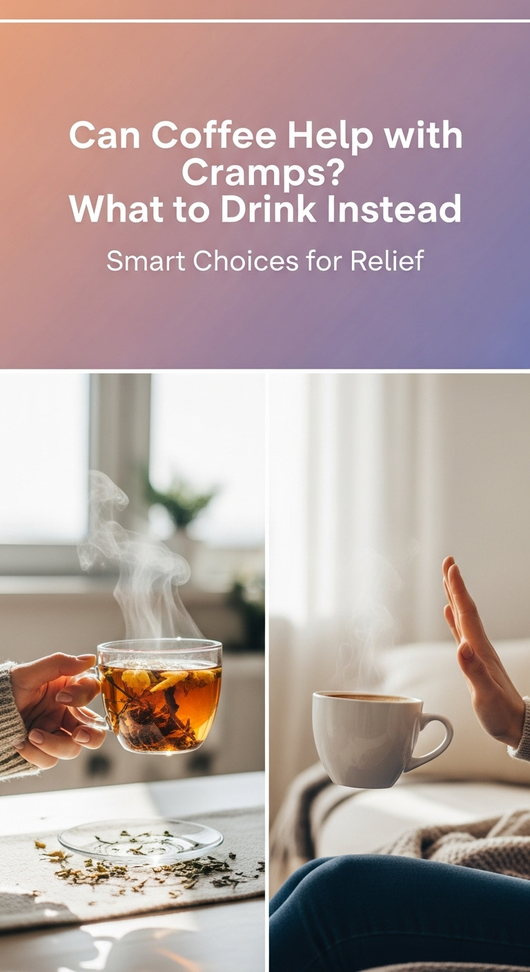 A woman holding a cup of coffee while experiencing discomfort, illustrating the topic of whether can coffee help with cramps.