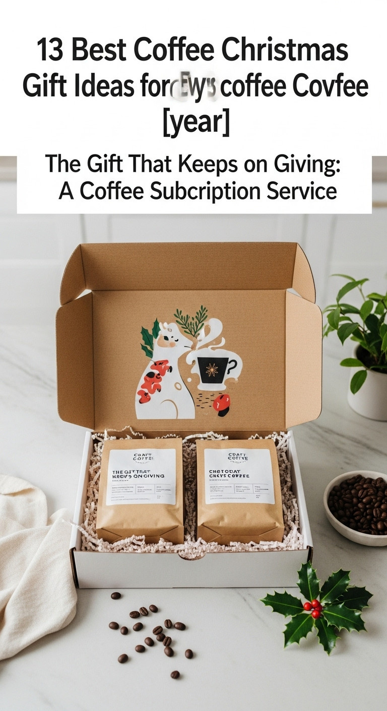 Coffee Christmas gift ideas coffee subscription service gift box artisanal coffee beans crinkle paper holly minimalist gift