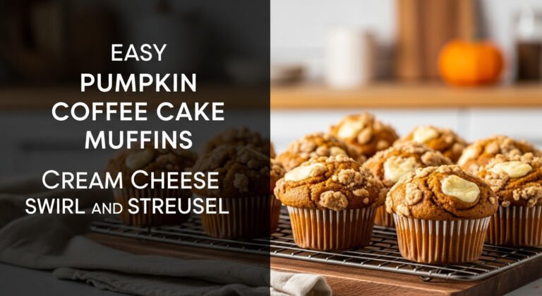 Easy Pumpkin Coffee Cake Muffins Cream Cheese Swirl and Streusel
