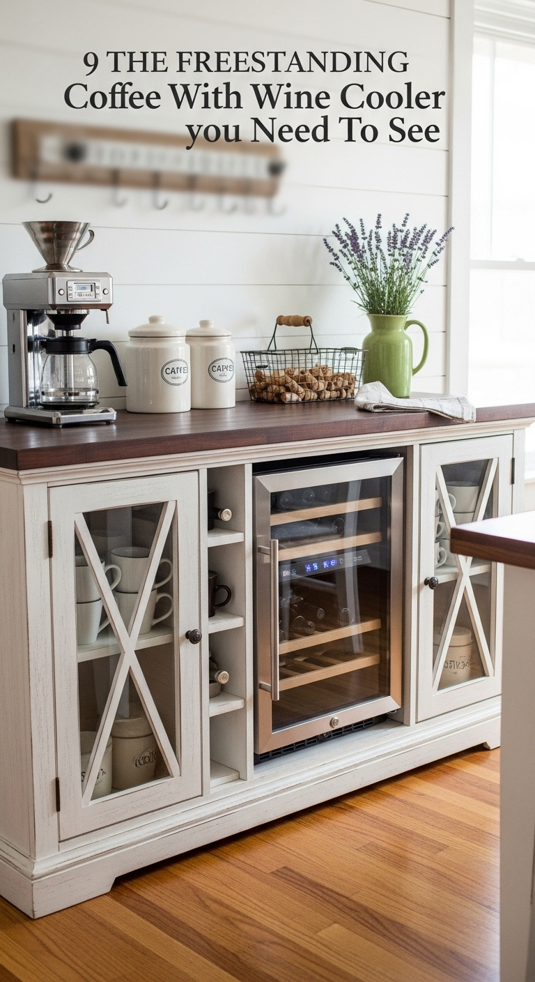 Genius coffee bar wine cooler ideas with espresso machine and sleek design
