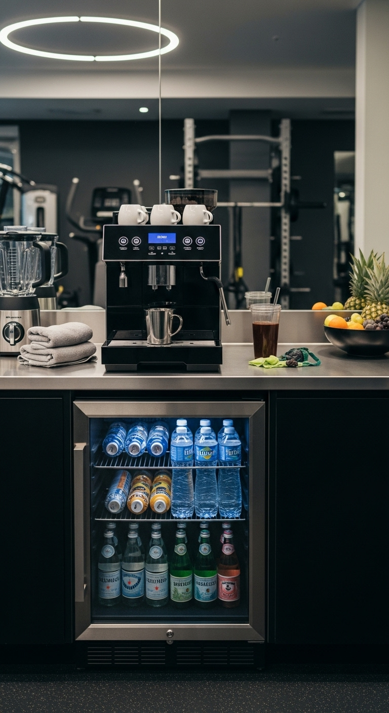 Minimalist home coffee and wine bar with clean lines and efficient use of space