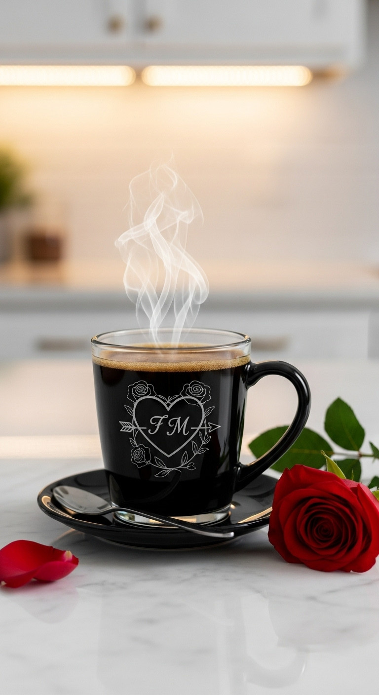 Romantic Christmas coffee and rose gifts for her personalized photo coffee mug rose design red rose elegant sophisticated gift idea