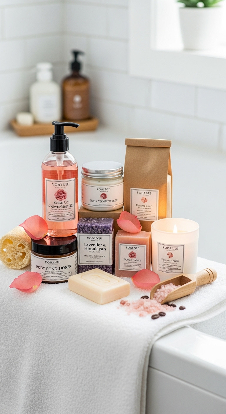 Romantic Christmas coffee and rose gifts for her rose scented coffee spa set shower gel body scrub bath salt clean fresh