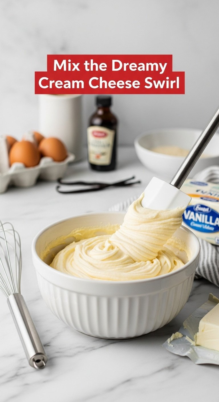Smooth creamy luscious cream cheese filling in a white ceramic bowl with a spatula on a marble countertop with whisk and cream cheese