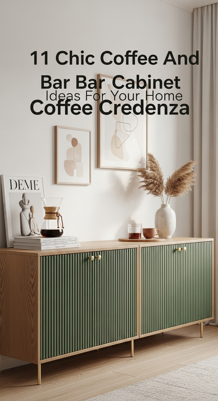 Stylish home coffee and bar cabinet with espresso machine wine rack and glassware
