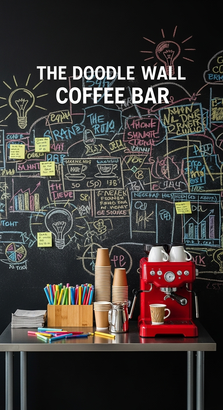 Sustainable eco-friendly coffee setup with bamboo shelving drip coffee maker compost bin and ceramic mugs