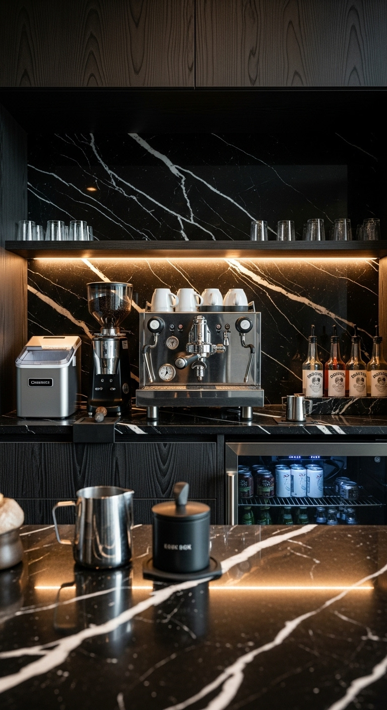Transformative wet coffee bar ideas for home with sleek design