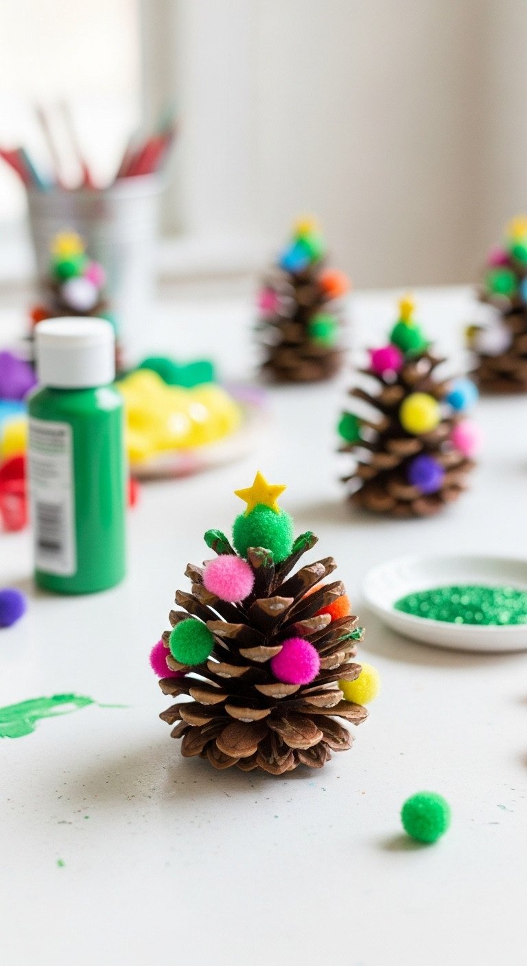 Child painting salt dough star ornament Christmas crafting bokeh holiday aesthetic Pinterest vertical photograph