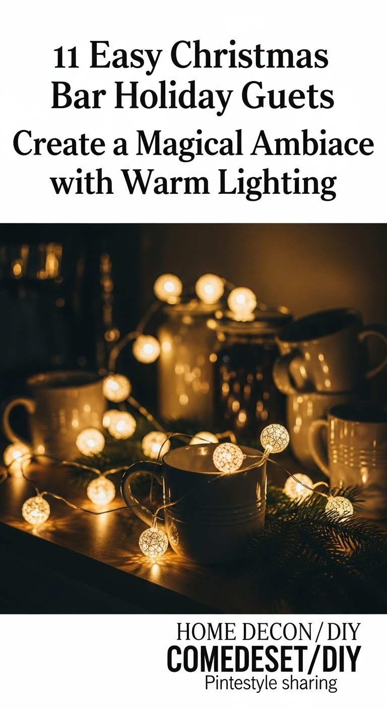 Christmas coffee bar with magical ambiance from warm white fairy lights woven through greenery casting a soft glow