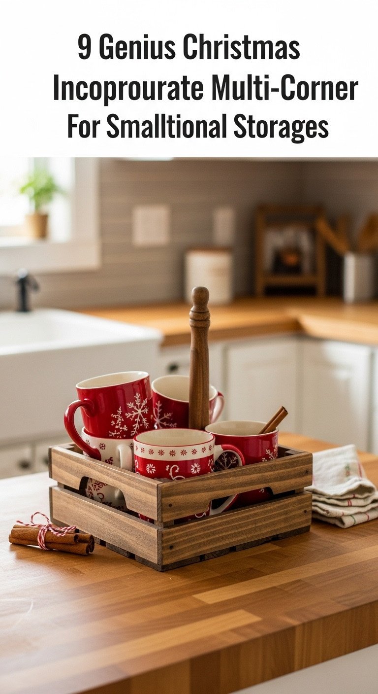 Christmas coffee corner tiered tray small space organization kitchen styling holiday aesthetic Pinterest vertical photograph