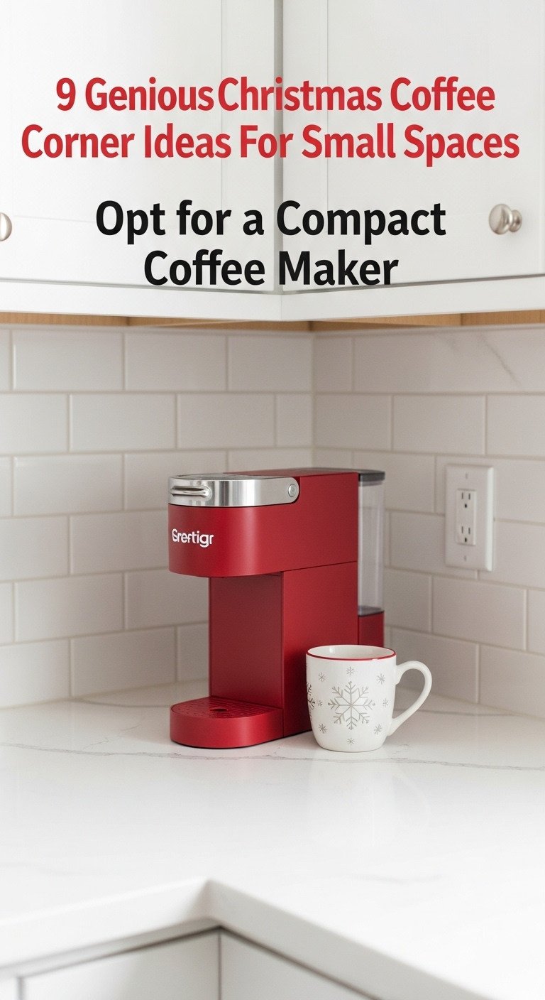 Christmas coffee corner tiered tray small space organization kitchen styling holiday aesthetic Pinterest vertical photograph