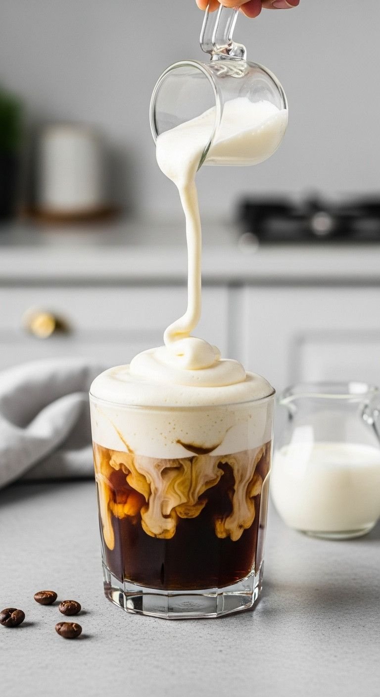 13 Genius Ninja Coffee Recipes For Hot Cold Brew And Tea 11 Cold brew coffee with cascading vanilla sweet cream cold foam on light gray stone. Indulgent iced coffee recipe.