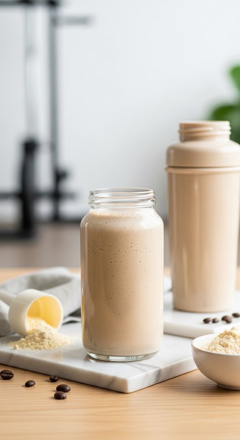 9 Delicious Diabetic Iced Coffee Recipes To Make At Home 9 Creamy high-protein coffee shake in glass, vanilla protein powder, coffee beans. Healthy post-workout meal replacement drink.